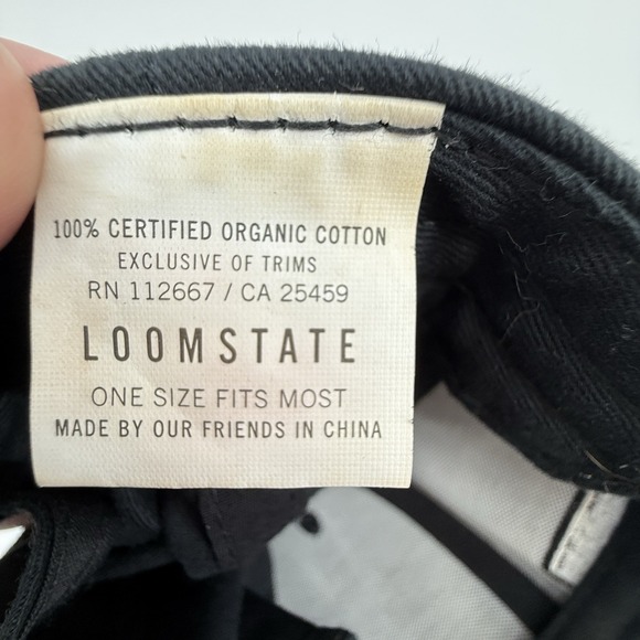 Chipotle Hat Cap Strap Back Loomstate Employee Spell Out Logo Black Adjustable - Picture 8 of 8